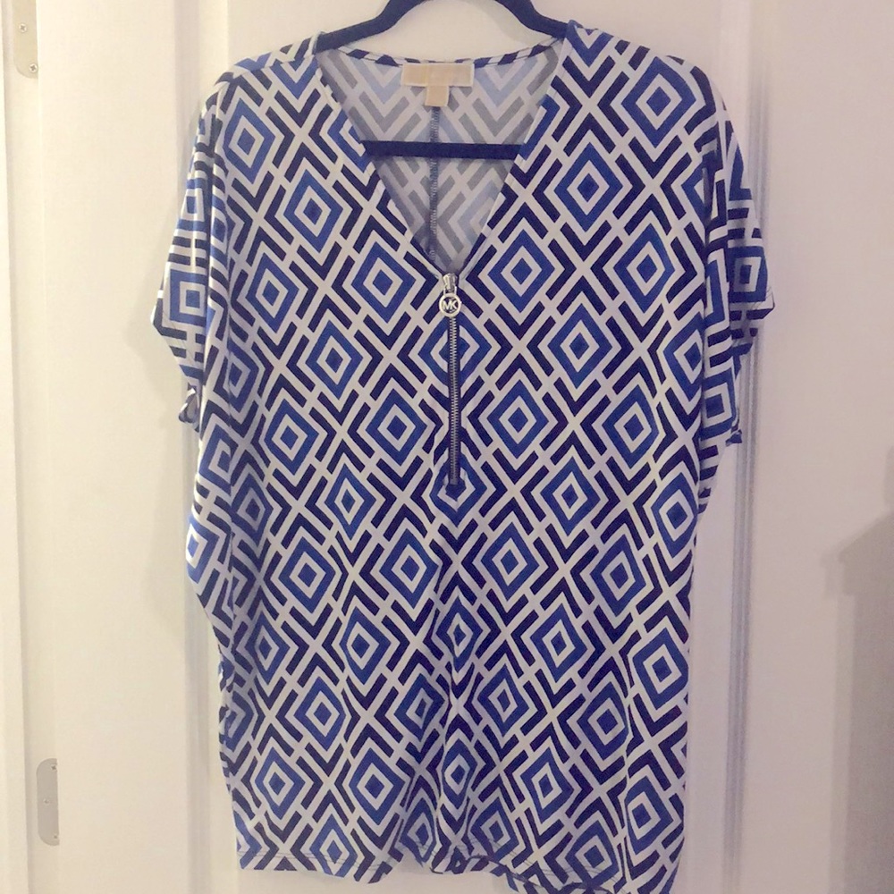 Michael Kors short sleeve half zip front shirt